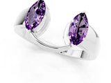 White gold Marquise Amethyst Open Band Ring with Tension Setting_7