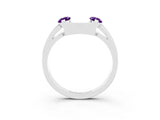 White gold Marquise Amethyst Open Band Ring with Tension Setting_9