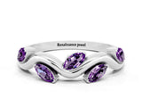 White gold Marquise Amethyst Twisted Band with Prong Setting_6