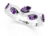 White gold Marquise Amethyst Twisted Band with Prong Setting_7