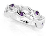 White gold Marquise Amethyst Vine Eternity Band with Bezel Setting_19