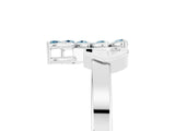 White gold Marquise Aquamarine Cluster Bypass Ring with Prong Setting_11