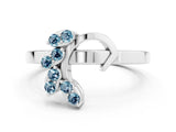 White gold Marquise Aquamarine Cluster Bypass Ring with Prong Setting_6