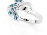 White gold Marquise Aquamarine Cluster Bypass Ring with Prong Setting_7
