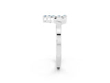 White gold Marquise Aquamarine Cluster Bypass Ring with Prong Setting_8