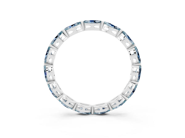 White Gold Marquise Aquamarine Shared Prong Full Eternity Wedding Band