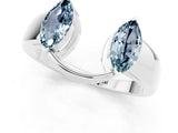 White gold Marquise Aquamarine Open Band Ring with Tension Setting_7