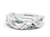 White gold Marquise Aquamarine Vine Eternity Band with Bezel Setting_30