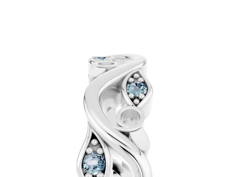 White gold Marquise Aquamarine Vine Eternity Band with Bezel Setting_35