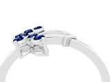 White gold Marquise Blue Sapphire Cluster Bypass Ring with Prong Setting_10