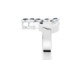White gold Marquise Blue Sapphire Cluster Bypass Ring with Prong Setting_11