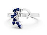 White gold Marquise Blue Sapphire Cluster Bypass Ring with Prong Setting_6