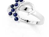 White gold Marquise Blue Sapphire Cluster Bypass Ring with Prong Setting_7