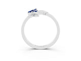 White gold Marquise Blue Sapphire Cluster Bypass Ring with Prong Setting_9