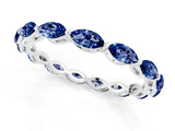 White gold Marquise Blue Sapphire Eternity Band with U-Prong Setting_13