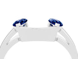 White gold Marquise Blue Sapphire Open Band Ring with Tension Setting_10
