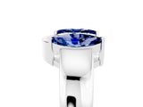 White gold Marquise Blue Sapphire Open Band Ring with Tension Setting_11