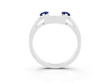 White gold Marquise Blue Sapphire Open Band Ring with Tension Setting_9