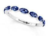 White gold Marquise Blue Sapphire Prong Set Half-Eternity Band_7