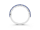 White gold Marquise Blue Sapphire Prong Set Half-Eternity Band_9
