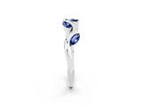 White gold Marquise Blue Sapphire Twisted Band with Prong Setting_8