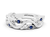 White gold Marquise Blue Sapphire Vine Eternity Band with Bezel Setting_18