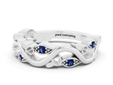 White gold Marquise Blue Sapphire Vine Eternity Band with Bezel Setting_18