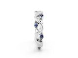 White gold Marquise Blue Sapphire Vine Eternity Band with Bezel Setting_20