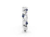 White gold Marquise Blue Sapphire Vine Eternity Band with Bezel Setting_20