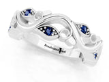 White gold Marquise Blue Sapphire Vine Eternity Band with Bezel Setting_31