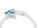 White gold Marquise Blue Topaz Cluster Bypass Ring with Prong Setting_10