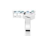 White gold Marquise Blue Topaz Cluster Bypass Ring with Prong Setting_11