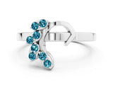 White gold Marquise Blue Topaz Cluster Bypass Ring with Prong Setting_6