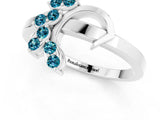 White gold Marquise Blue Topaz Cluster Bypass Ring with Prong Setting_7