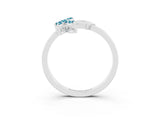 White gold Marquise Blue Topaz Cluster Bypass Ring with Prong Setting_9