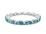 White gold Marquise Blue Topaz Eternity Band with U-Prong Setting_12