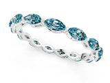 White gold Marquise Blue Topaz Eternity Band with U-Prong Setting_13
