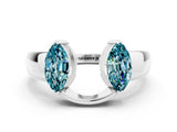 White gold Marquise Blue Topaz Open Band Ring with Tension Setting_6