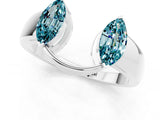 White gold Marquise Blue Topaz Open Band Ring with Tension Setting_7