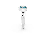 White gold Marquise Blue Topaz Open Band Ring with Tension Setting_8