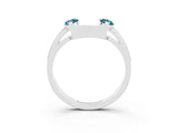 White gold Marquise Blue Topaz Open Band Ring with Tension Setting_9