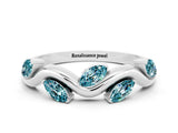White gold Marquise Blue Topaz Twisted Band with Prong Setting_6