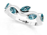 White gold Marquise Blue Topaz Twisted Band with Prong Setting_7