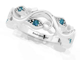 White gold Marquise Blue Topaz Vine Eternity Band with Bezel Setting_7