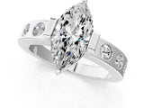 White gold Marquise Brilliant Channel-Set Diamond Ring with Bezel Prong Setting_7