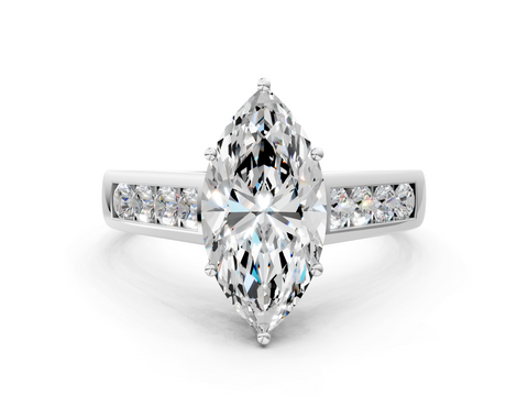 White gold Marquise Brilliant Channel-Set Solitaire Ring with Four-Prong Setting_20