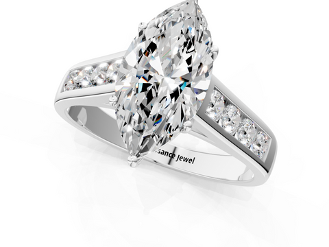White gold Marquise Brilliant Channel-Set Solitaire Ring with Four-Prong Setting_21