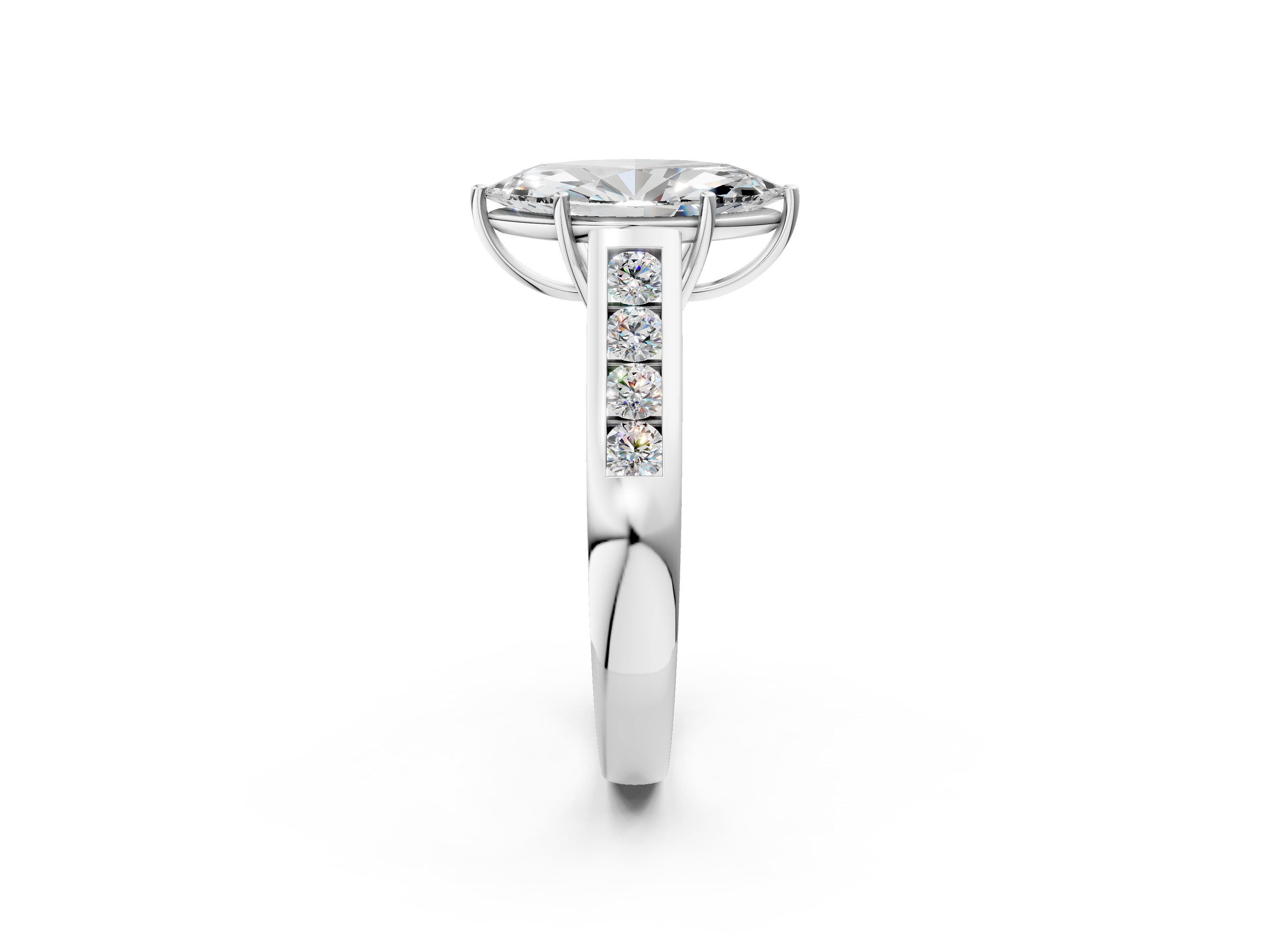 White gold Marquise Brilliant Channel-Set Solitaire Ring with Four-Prong Setting_22
