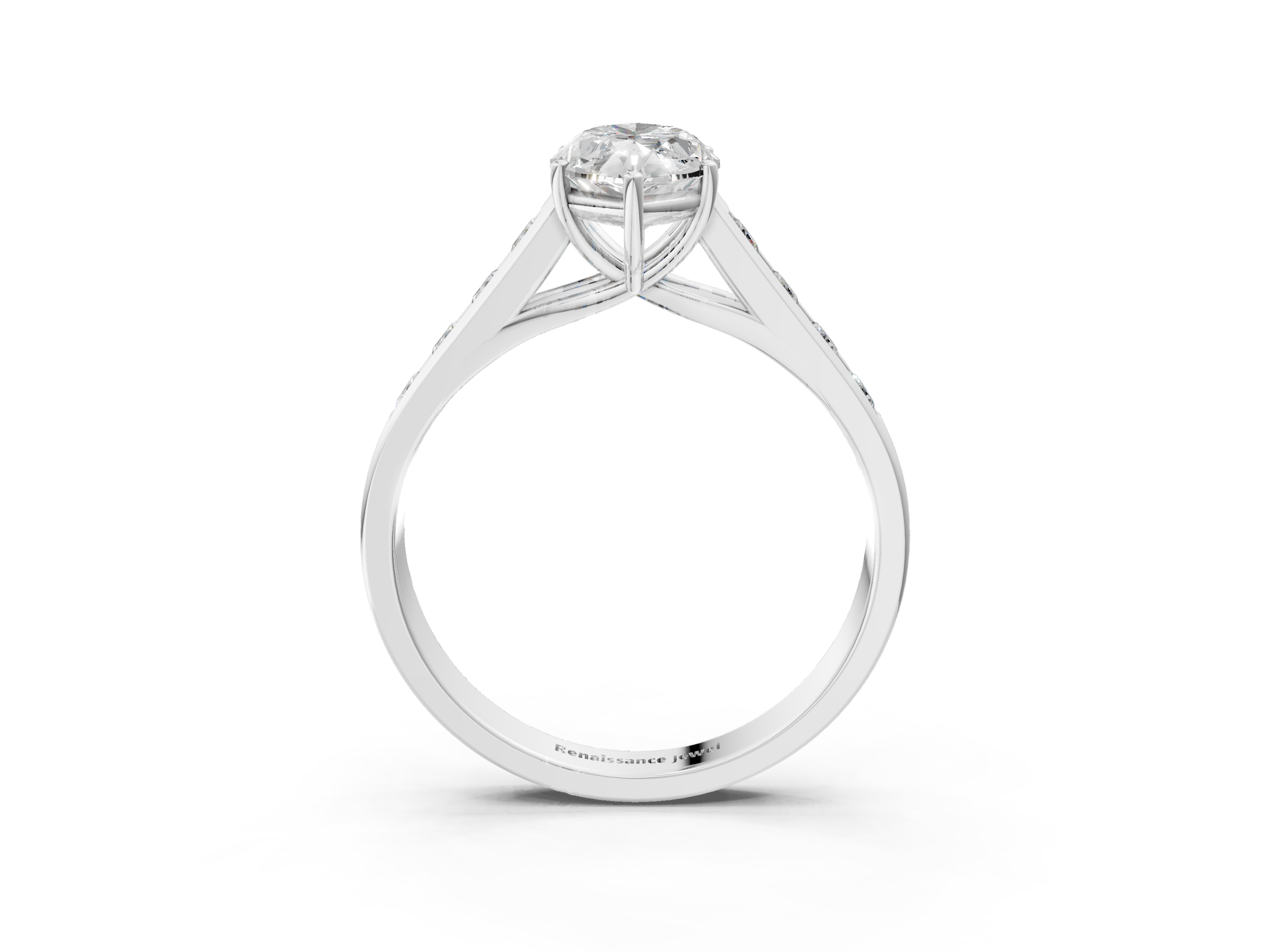 White gold Marquise Brilliant Channel-Set Solitaire Ring with Four-Prong Setting_23