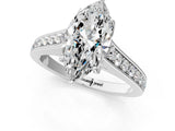 White gold Marquise Brilliant Cut Diamond Engagement Ring with Pavé Band and Four-Prong Setting_83
